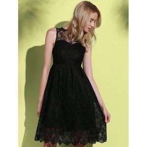 Midi Illusion Yoke Lace Party Short Prom Dress